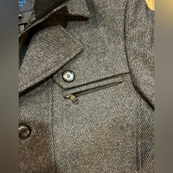 Jianyi Men's Winter Pea Coat Slim Fit Single Breasted Wool Jacket Size Large - Picture 8 of 10